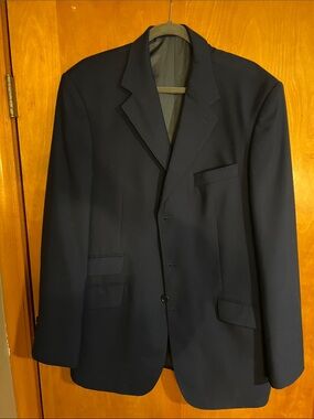 Men's Navy Single-Breasted Notch Lapel Blazer